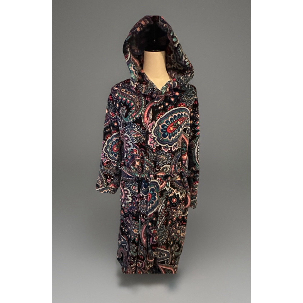 VERA BRADLEY FLEECE ROBE LOUNGEWEAR HAYMARKET PAISLEY SMALL/MEDIUM PINK BLUE